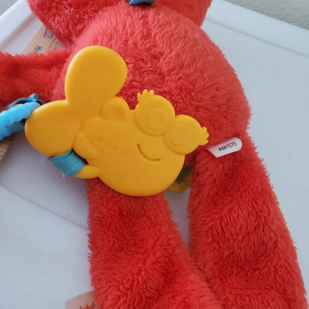 Sesame Street Elmo Developmental Baby Toy Plush Mirror Teether Crinkle Tags